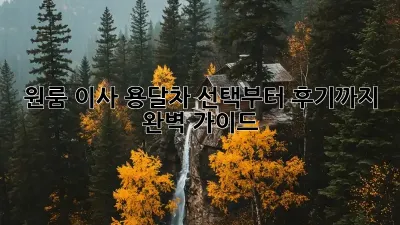 원룸 이사? 용달차 선택부터 후기까지 완벽 가이드!
